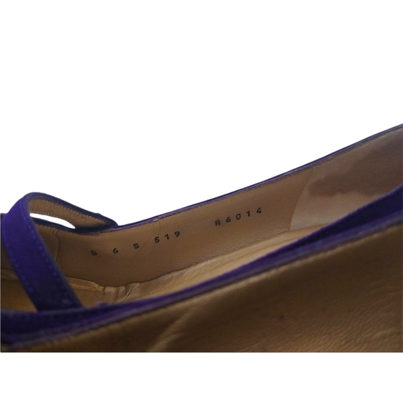 St. John Womens Purple Gold Leather Suede Square Heels Pointed Toe Shoe Size 6B - Picture 12 of 12
